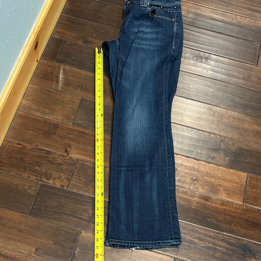 🫶🏼embellished Seven7 Women's Straight Leg Jeans - Dark Blue size 14 - Picture 11 of 11